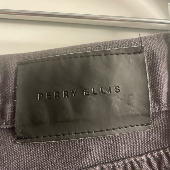Perry Ellis Slate Black/Grey Twill Pants 34 x 30”, Zip & Button Fly Like New - Picture 4 of 5